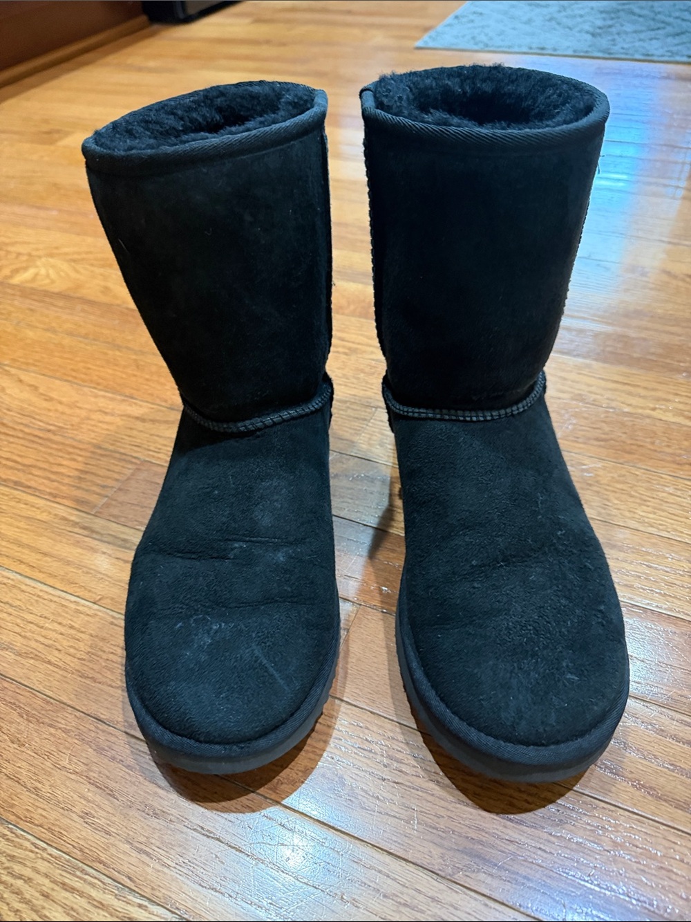 Classic Black Suede Fuzzy Lined Boots